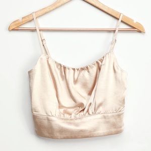 Brand New- Lulu’s - Champagne Satin Cropped Tank - XS